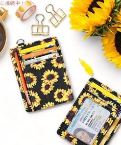 【並行輸入品】スリム フロント ポケット ウォレット RFID ID カード ホルダー かわいい小さな財布 キーチェーン付き 女性用